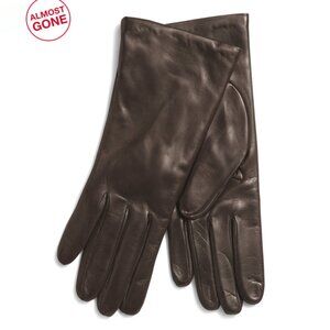 PORTOLANO Teak Nappa Leather Gloves With Cashmere Lining